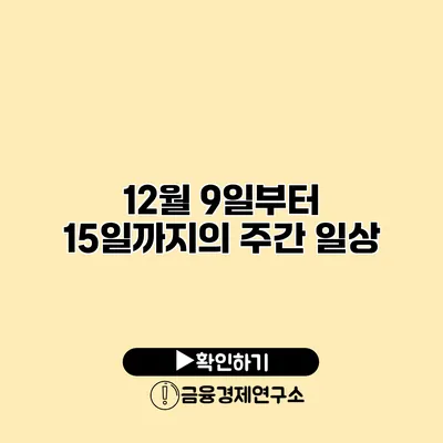 12월 9일부터 15일까지의 주간 일상