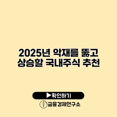 2025년 악재를 뚫고 상승할 국내주식 추천