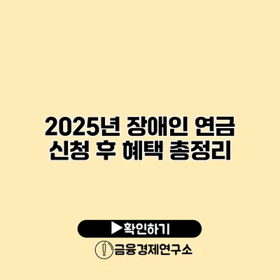 2025년 장애인 연금 신청 후 혜택 총정리