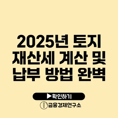 2025년 토지 재산세 계산 및 납부 방법 완벽