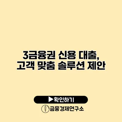 3금융권 신용 대출, 고객 맞춤 솔루션 제안