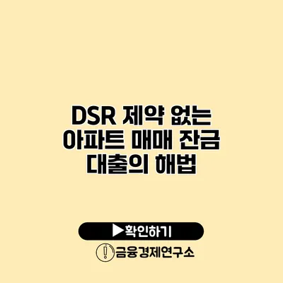 DSR 제약 없는 아파트 매매 잔금 대출의 해법