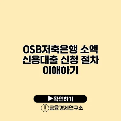 OSB저축은행 소액 신용대출 신청 절차 이해하기
