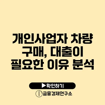 개인사업자 차량 구매, 대출이 필요한 이유 분석