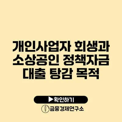 개인사업자 회생과 소상공인 정책자금 대출 탕감 목적