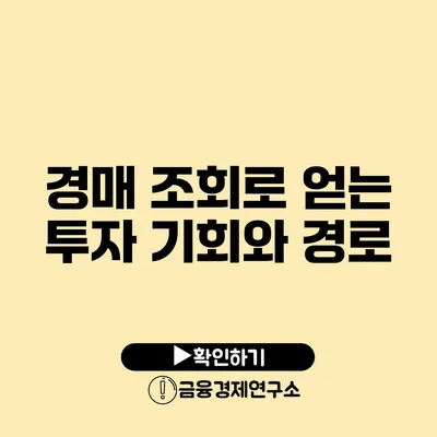 경매 조회로 얻는 투자 기회와 경로