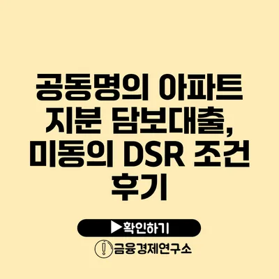 공동명의 아파트 지분 담보대출, 미동의 DSR 조건 후기