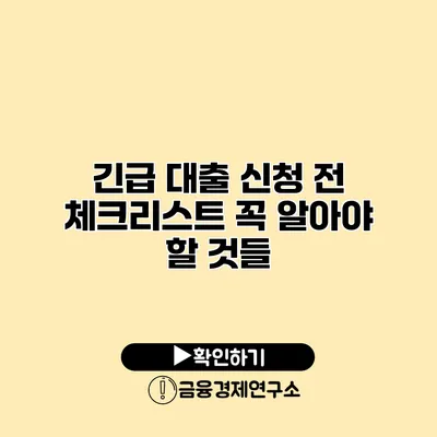 긴급 대출 신청 전 체크리스트 꼭 알아야 할 것들