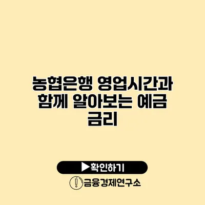 농협은행 영업시간과 함께 알아보는 예금 금리