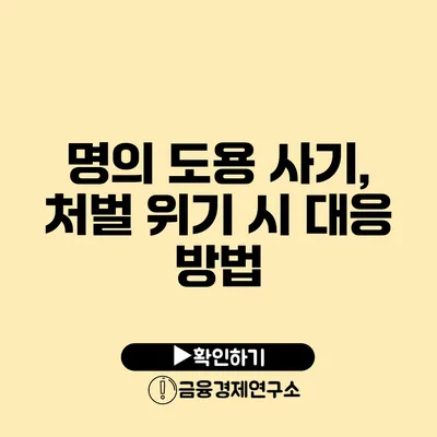 명의 도용 사기, 처벌 위기 시 대응 방법