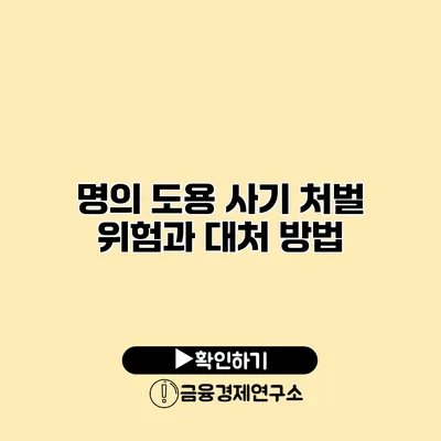 명의 도용 사기 처벌 위험과 대처 방법