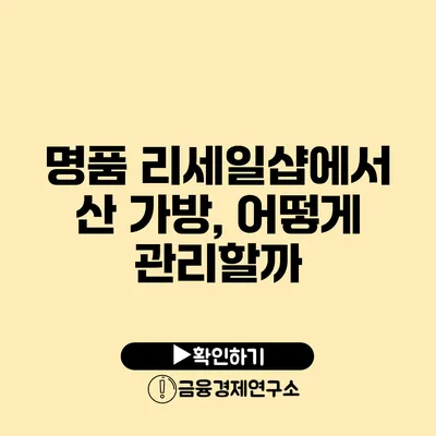 명품 리세일샵에서 산 가방, 어떻게 관리할까?