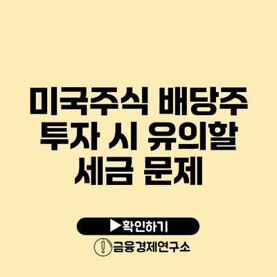 미국주식 배당주 투자 시 유의할 세금 문제