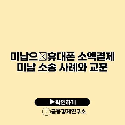 미납으�휴대폰 소액결제 미납 소송 사례와 교훈