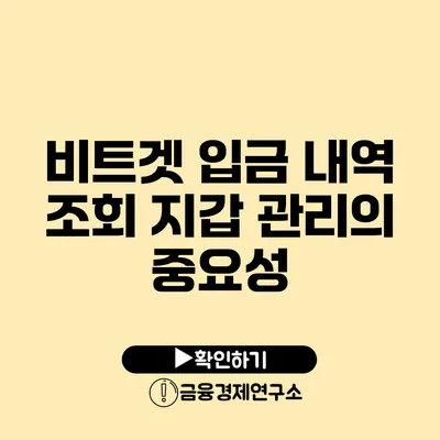 비트겟 입금 내역 조회 지갑 관리의 중요성