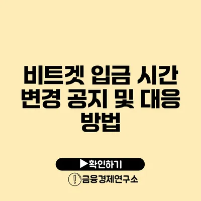 비트겟 입금 시간 변경 공지 및 대응 방법