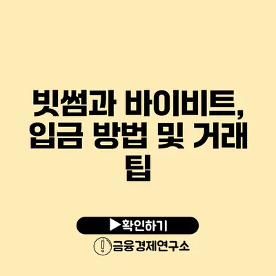 빗썸과 바이비트, 입금 방법 및 거래 팁