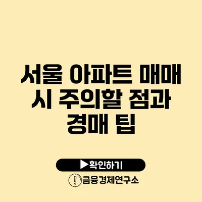 서울 아파트 매매 시 주의할 점과 경매 팁