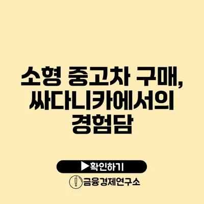 소형 중고차 구매, 싸다니카에서의 경험담