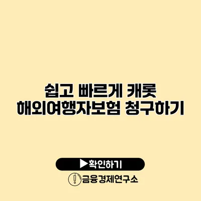 쉽고 빠르게 캐롯 해외여행자보험 청구하기