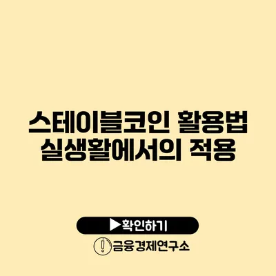 스테이블코인 활용법 실생활에서의 적용