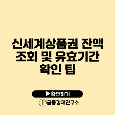 신세계상품권 잔액 조회 및 유효기간 확인 팁