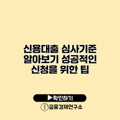 신용대출 심사기준 알아보기 성공적인 신청을 위한 팁