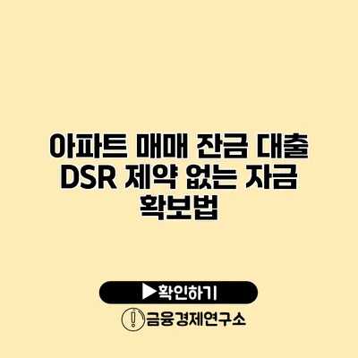 아파트 매매 잔금 대출 DSR 제약 없는 자금 확보법