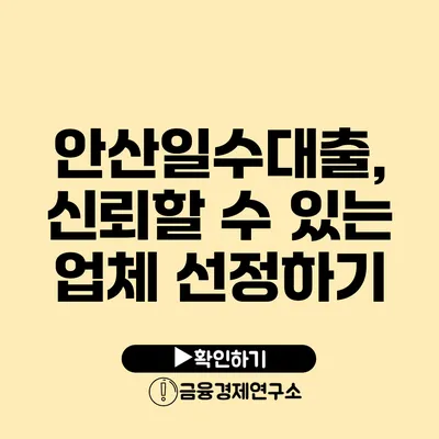 안산일수대출, 신뢰할 수 있는 업체 선정하기