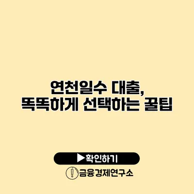 연천일수 대출, 똑똑하게 선택하는 꿀팁