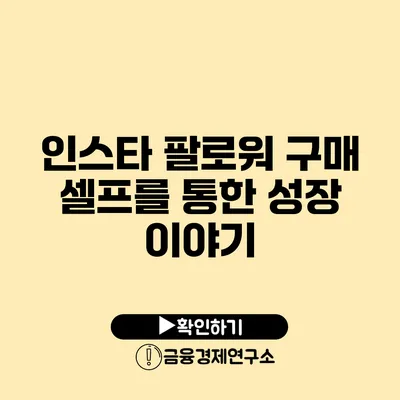 인스타 팔로워 구매 셀프를 통한 성장 이야기