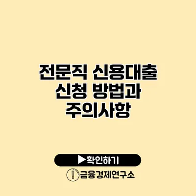 전문직 신용대출 신청 방법과 주의사항