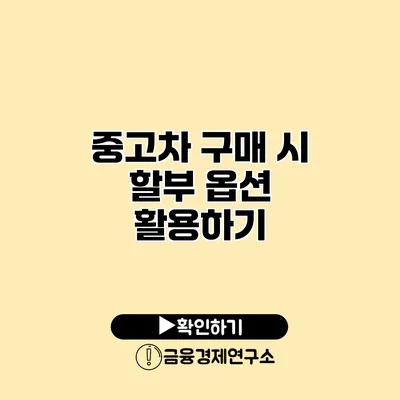 중고차 구매 시 할부 옵션 활용하기