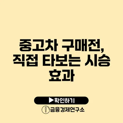 중고차 구매전, 직접 타보는 시승 효과