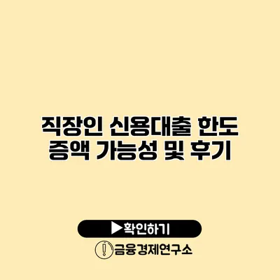 직장인 신용대출 한도 증액 가능성 및 후기