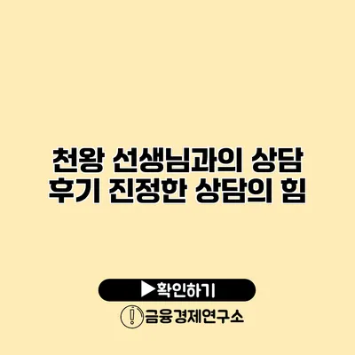 천왕 선생님과의 상담 후기 진정한 상담의 힘