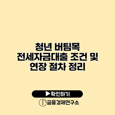 청년 버팀목 전세자금대출 조건 및 연장 절차 정리