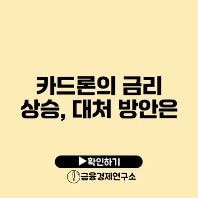 카드론의 금리 상승, 대처 방안은?