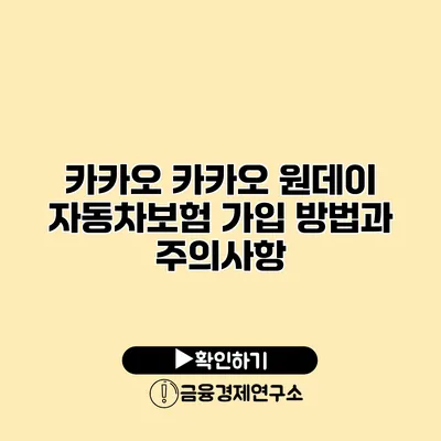 카카오 카카오 원데이 자동차보험 가입 방법과 주의사항