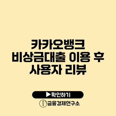 카카오뱅크 비상금대출 이용 후 사용자 리뷰