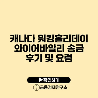 캐나다 워킹홀리데이: 와이어바알리 송금 후기 및 요령