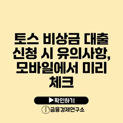 토스 비상금 대출 신청 시 유의사항, 모바일에서 미리 체크