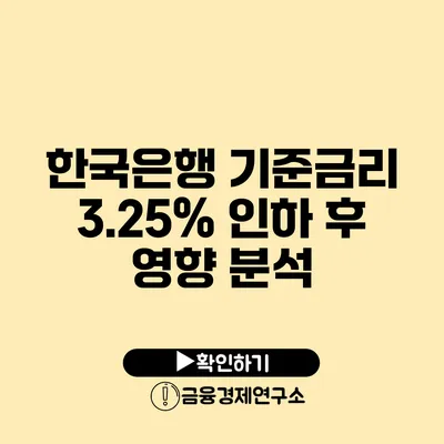 한국은행 기준금리 3.25% 인하 후 영향 분석