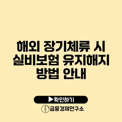 해외 장기체류 시 실비보험 유지/해지 방법 안내