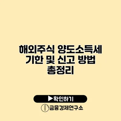 해외주식 양도소득세 기한 및 신고 방법 총정리