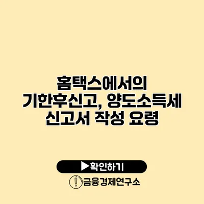 홈택스에서의 기한후신고, 양도소득세 신고서 작성 요령