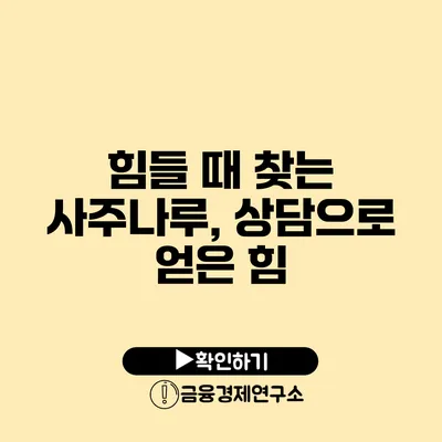 힘들 때 찾는 사주나루, 상담으로 얻은 힘