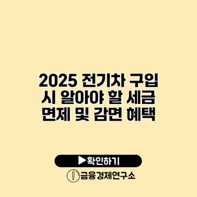 2025 전기차 구입 시 알아야 할 세금 면제 및 감면 혜택