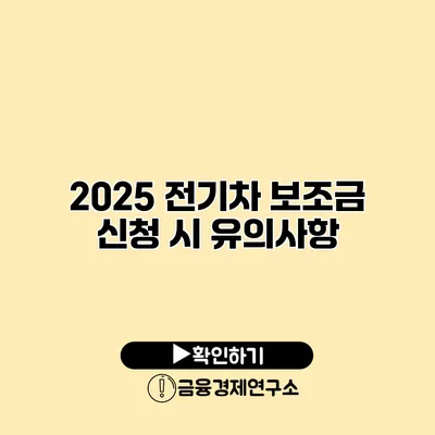 2025 전기차 보조금 신청 시 유의사항