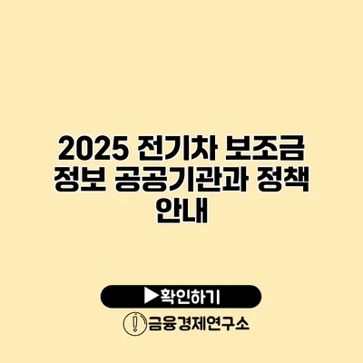 2025 전기차 보조금 정보 공공기관과 정책 안내